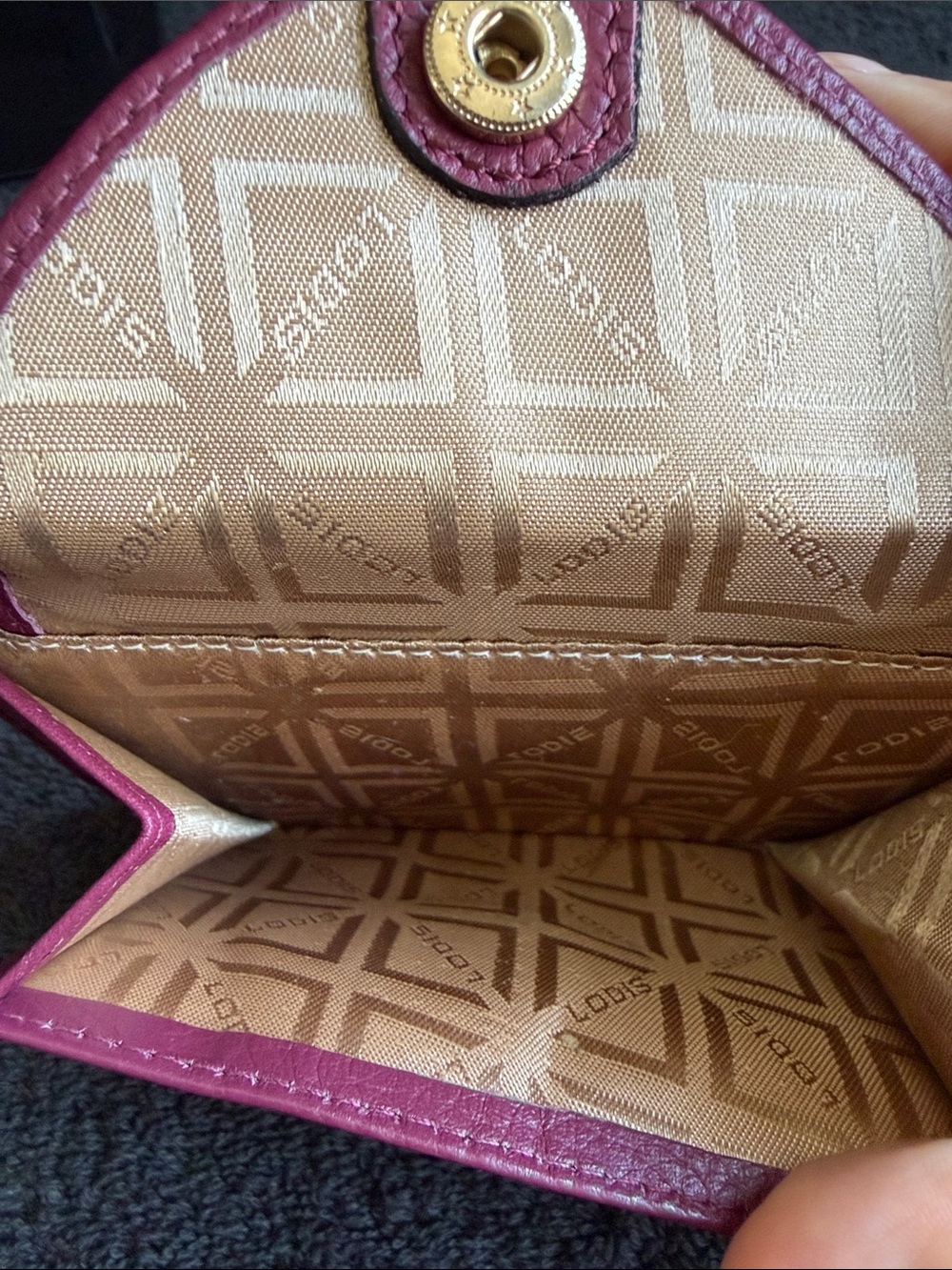 Lodis Fuchsia Leather Card Case with Snap Pocket - Picture 7 of 8